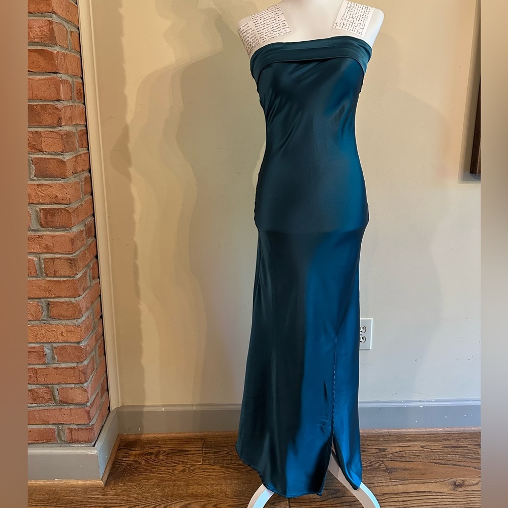 Altar'd State Blue Strapless Cocktail Gown